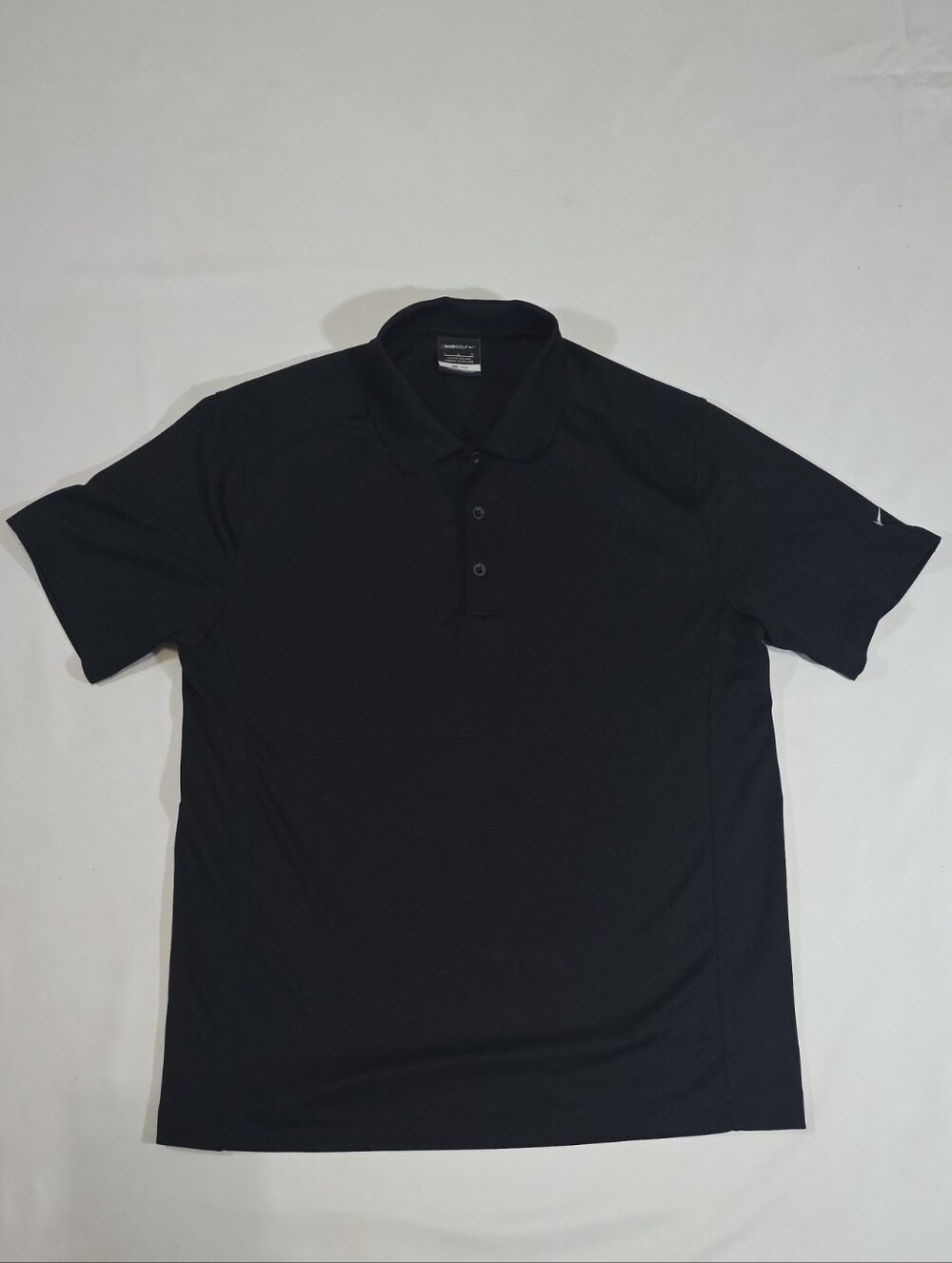 Large Nike Golf Dri-Fit Black Short-Sleeve Polo with Three-Button Placket